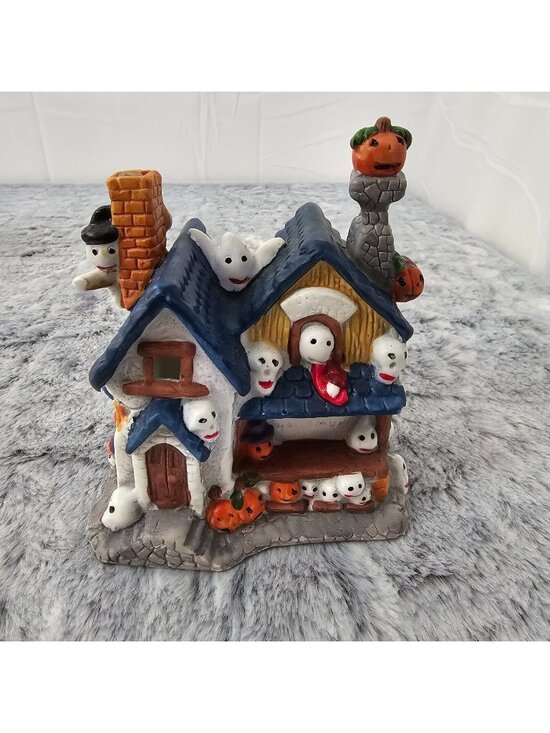 River Grove Pottery House Other - Vintage Halloween Haunted House Candle Tea Votive Holder Village Decor